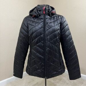 Tek Gear Warm Tek Hooded Quilted Puffer Jacket Coat Black Women’s Size Large,